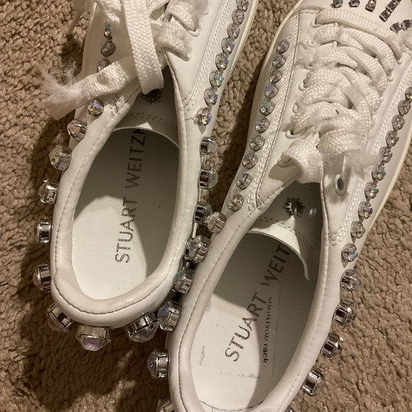 Stuart Weitzman Goldie Shine Crystal Embellished Sneakers - Picture 3 of 9